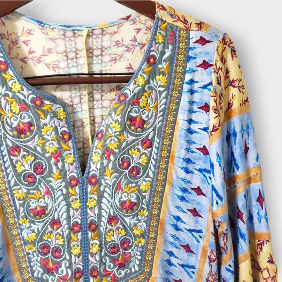 Soft Surroundings Fifi Embroidered Bell Sleeve Tunic To Sz Small Boho Floral - Picture 4 of 12